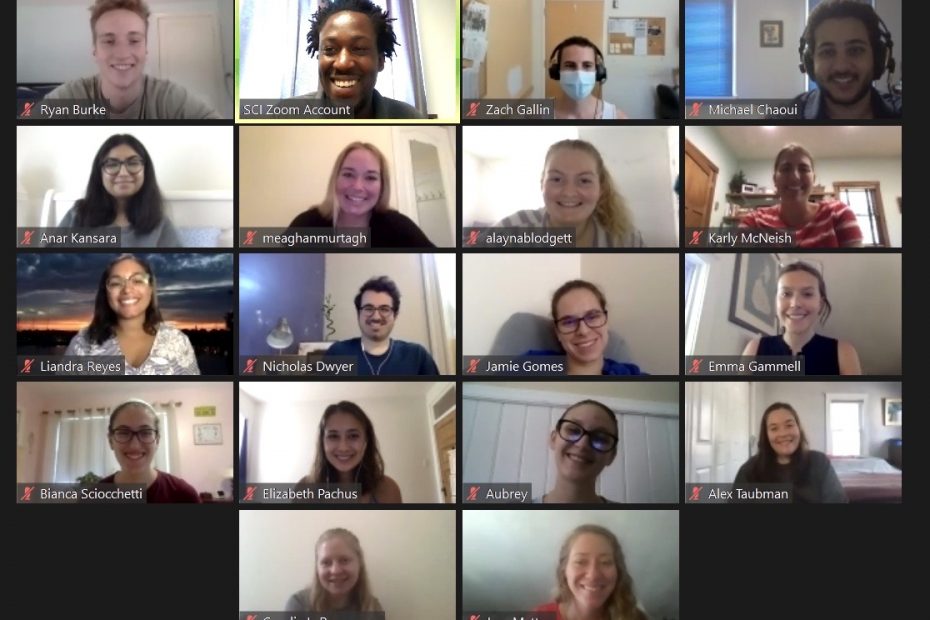 The SCI AmeriCorps program's 2020 cohort during their virtual orientation.