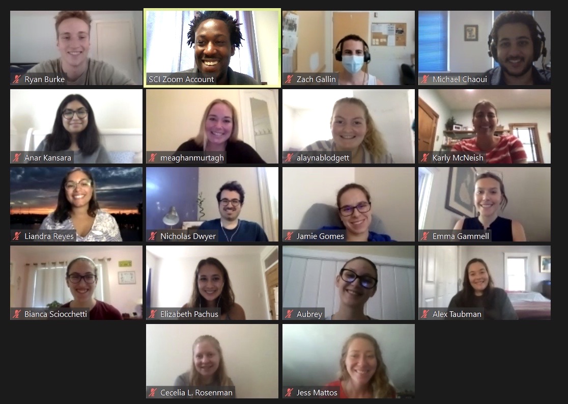 The SCI AmeriCorps program's 2020 cohort during their virtual orientation.