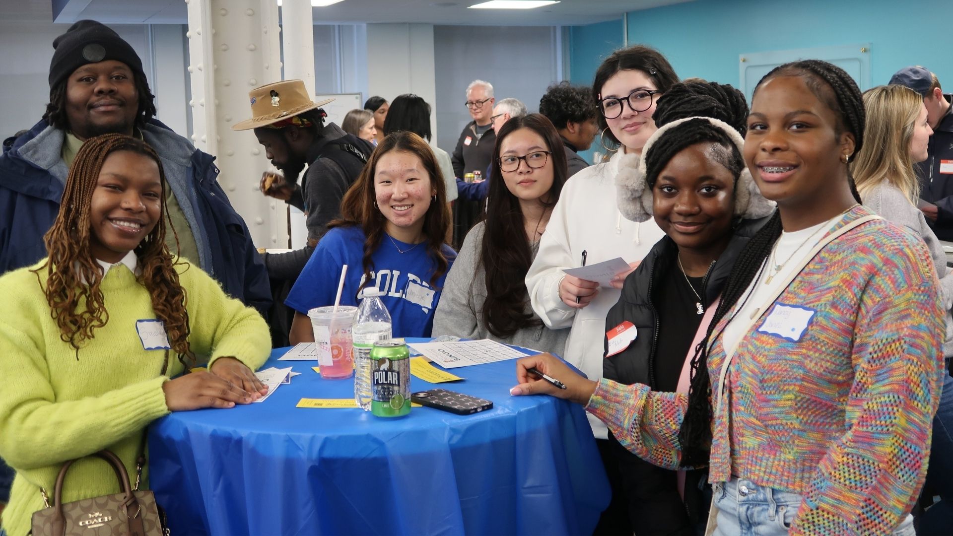 Two youth teams in the SCI 2025 Youth Grant Pitch Contest, Soley (Mattapan) and Resilience for Refugees (Willmington) connect through the bingo ice-breaker activity.