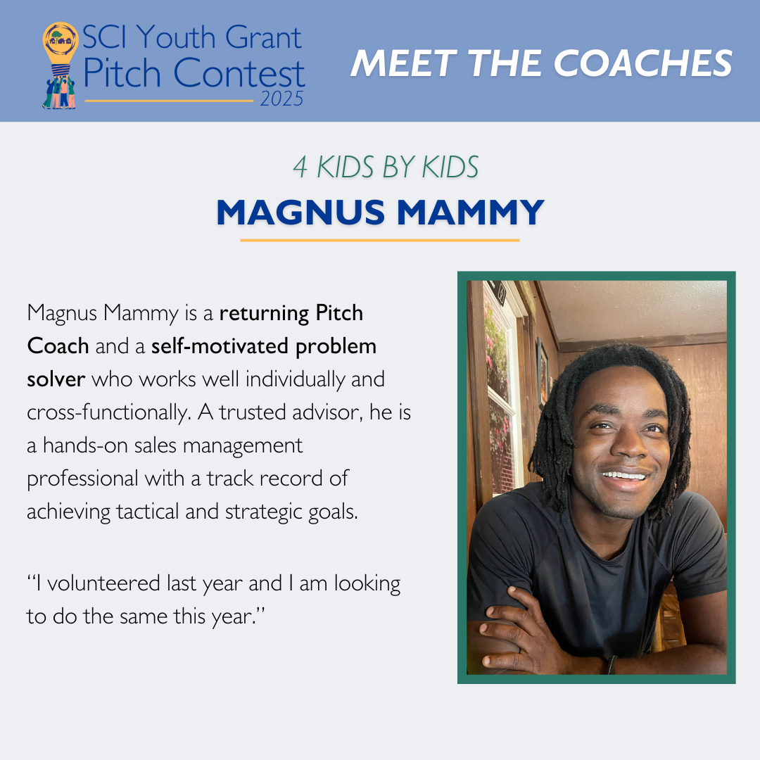 Magnus Mammy is a returning Pitch Coach and a self-motivated problem solver who works well individually and cross-functionally. A trusted advisor, he is a hands-on sales management professional with a track record of achieving tactical and strategic goals. “I volunteered last year and I am looking to do the same this year.”